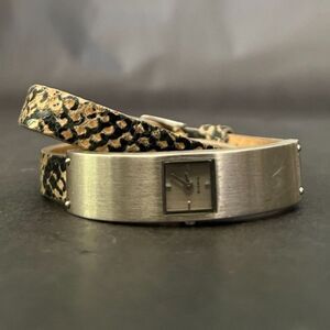 Bebe Women’s Silver Rectangular Watch Snakeskin Double Wrap Leather Japan Mvmnt